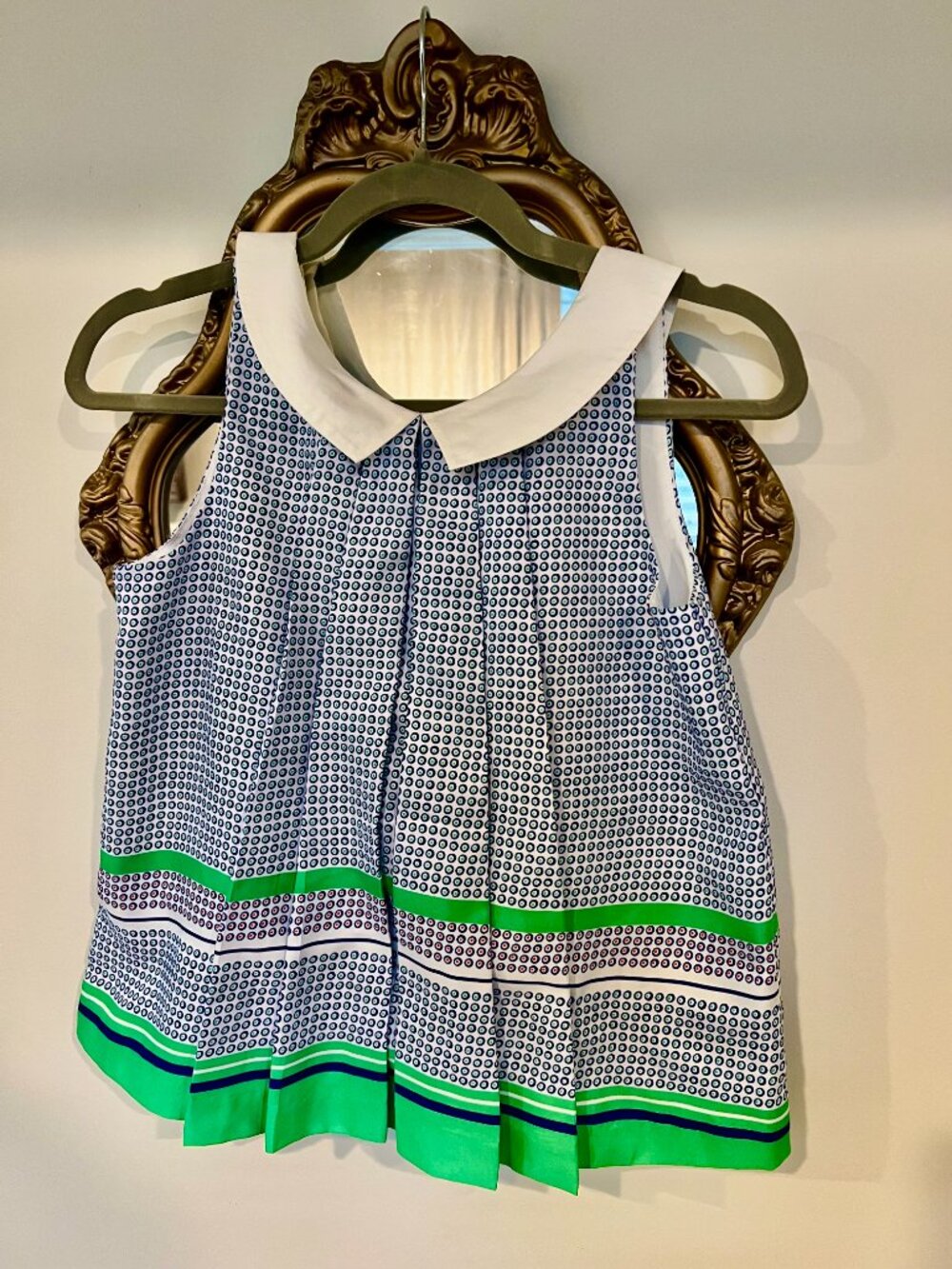 Sleeveless Blouse Peter Pan Collar Janie & Jack Pleated Top Preppy Chic Girls 12